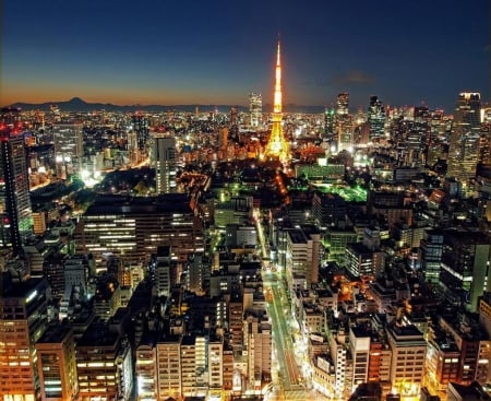 Tokyo - japan, tokyo, city, night, japanese, tower