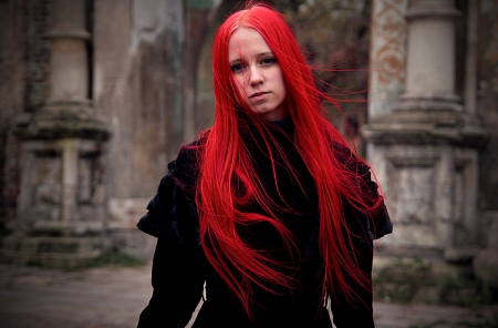 Red Haired Goth Girl - goth, red, hair, model