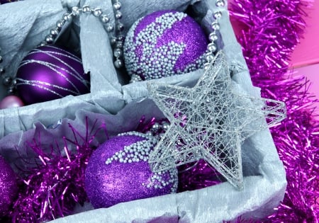 Christmas Decoration - balls, xmas, merry christmas, purple balls, magic christmas, christmas decoration, decoration, christmas