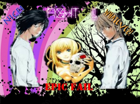 Fight L vs. Kira - luke, pinky, annabeth, mikan