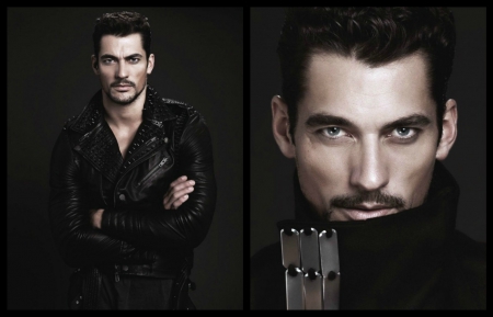 David Gandy - male, black, by cehenot, model, collage, David Gandy, man, blue eyes