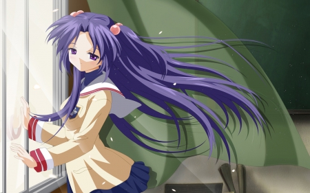 Kotomi - Anime Girl, Ichinose, Anime, Clannad, Clannad After Story, Kotomi, School Uniform, Seifuku, Blue Hair, Kotomi Ichinose, Big Eyes