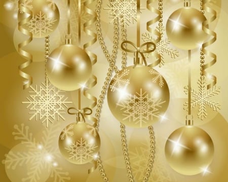 Christmas balls - ribbon, yellow, Christmas, balls