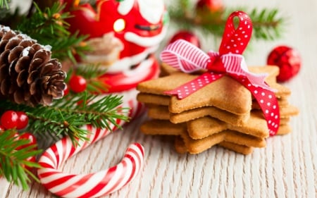 Christmas treats - treats, candy cane, food, biscuits, christmas