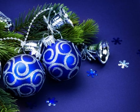 Christmas decor - Christmas, blue, balls, decor