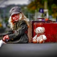 Girl and teddy bear