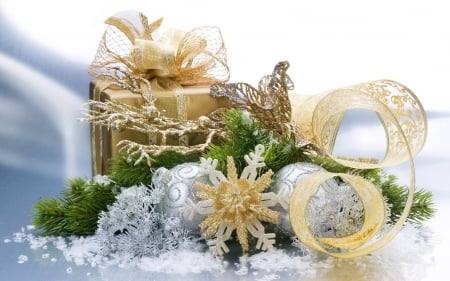 Decorations Xmas - christmas, gifts, new year, balls, ribbon, bells, snow flake, decorations