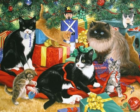 Christmas Cats - kitties, cute, decoration, gifts