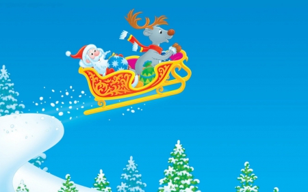 Merry Christmas - vector, christmas, sleigh, snow