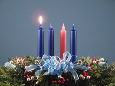 First Advent Candle - candle, abstract, advent, candles, wreath, decoration, christmas, first