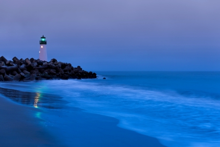 LIGHTHOUSE - California, light, lighthouse, rocks