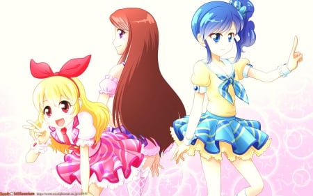 Aikatsu Ichigo, Aoi, and Ran - ran, hoshimya, girls, aoi, shibuki, kiriya, aikatsu, anime, ichigo, cute