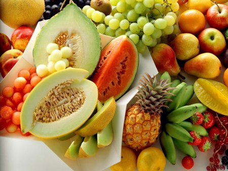 Taste of Nature - taste, apples, fruits, bananas, food, nature, melon, pineapple