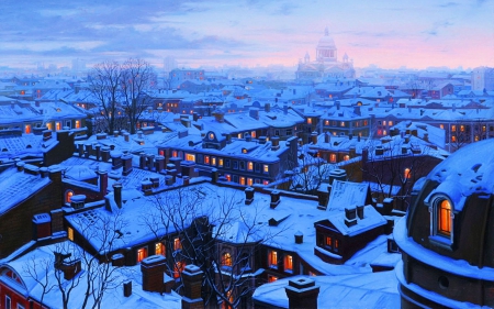 St Petersburg - russia, winter, buildings, snow