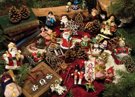 Christmas Time - figures, santa, gifts, artwork, ornaments, bears