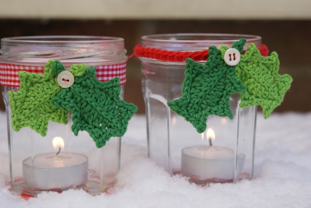 ♥♥ Christmas Candles ♥♥ - christmas, jars, red, green, lights, candles