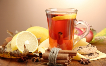 *** Autumn tea *** - nature, autumn, time, cynamon, tea, lemon