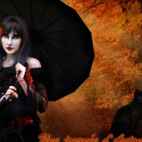 Gothic Girl with Black Umbrella