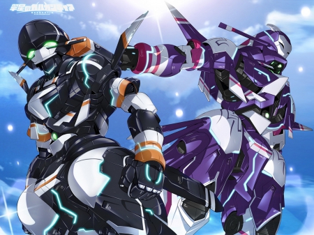 chamber vs striker - suisei no gargantia, striker, mecha, chamber, robots