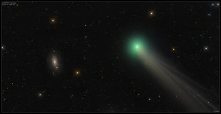 Comet Lovejoy Before Galaxy M63 - fun, stars, galaxy, comet, space