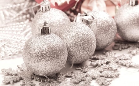 Silver Decorations - balls, silver, holidays, xmas, decorations, ornaments