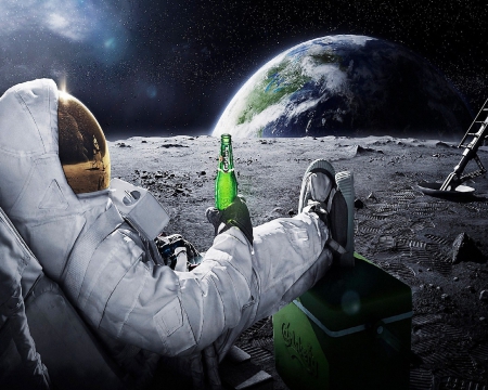 Nice View - moon, beer, fantasy, earth, cooler