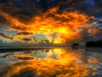 spectacular sunset reflection hdr