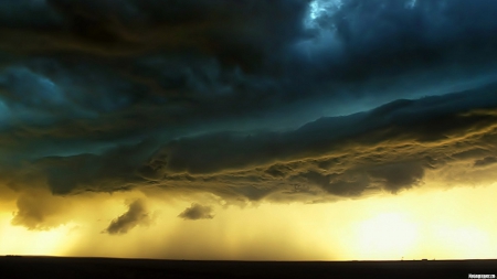 menacing storm clouds over the plain - horizon, storm, rain, clouds, plane