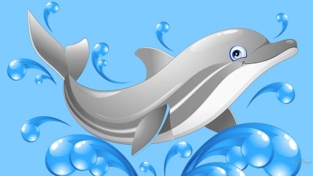 Dolphin Splash - ocean, water, fish, sea, dolphin