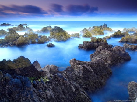 Mountains in blue clouds - clouds, fog, blue, photography, mountains, sky