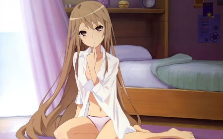 cute anime girl - bedroom, cute, girl, art work