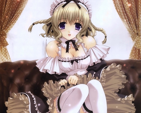 maiden - pretty, anime, dress, girl, cute, maid, uniform