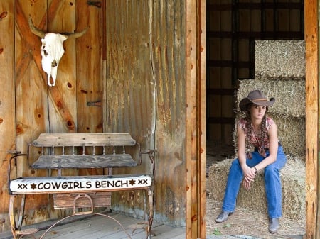 Cowgirl - women, fun, girls, famous, farm, models, female, hay, hats, cowgirls, western, pretty, style, tough, fashion, boots, brunettes, beautiful, ranch, barn