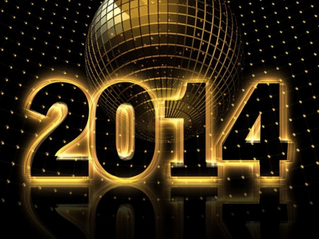 Golden New Year - globe, New Year, greeting, golden, 2014