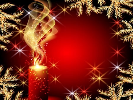 Christmas  light - nice, branches, new year, candle, background, light, winter, lovely, christmas, flame, red, beautiful, ornaments, decoration