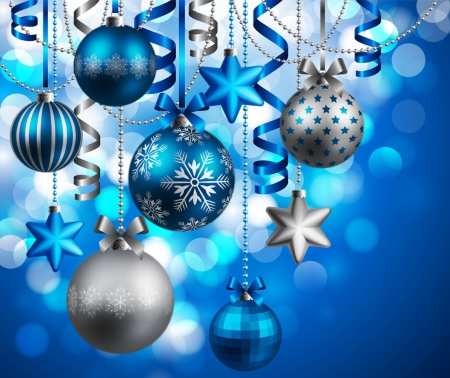 Blue Christmas - nice, new year, stars, background, winter, lovely, christmas, balls, pretty, blue, beautiful, mood, holiday, decoration