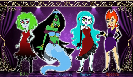 Formal Ghost Girls - cartoons, desiree, danny phantom, kitty, penelope spectra, tv series, ember mclain