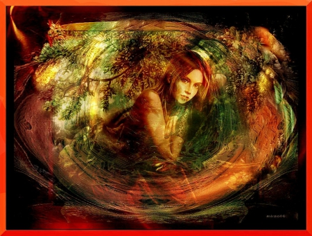 in my fractal - fantasy, red, woman, fractal