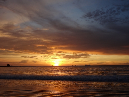 Puesta de sol - paz, oceano, sol, playa