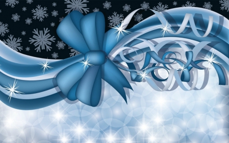 Happy Holiday - bow, sparks, christmas, blue