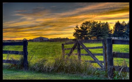 	sunset - fence, sunset