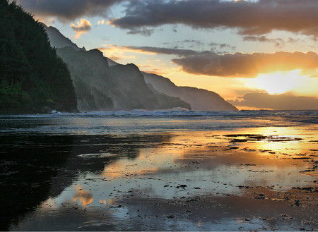 Sunset on beach - sunsets, nature