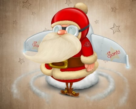 Santa Claus - art, airplane, christmas, santa claus