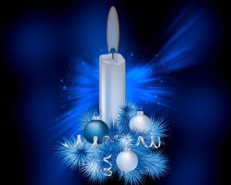 Christmas flame - nice, miid, candle, winter, merry, lovely, christmas, flame, balls, pretty, blue, beautiful, mood, holiday, decoration, happy