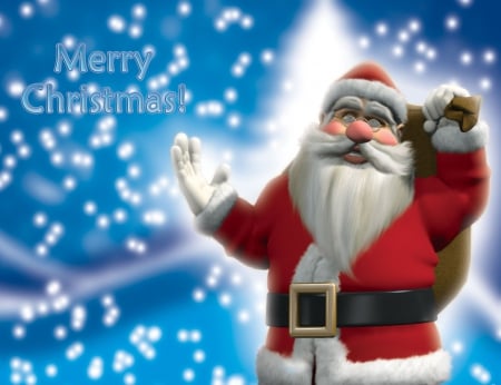 Merry Christmas! - white, snowflake, merry christmas, red, santa claus, blue, winter, tree