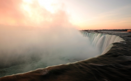 spray over awesome waterfall - spray, waterfall, foam, wide