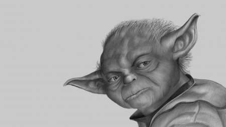 yoda drawing - monochrome, star wars, jedi, yoda drawings