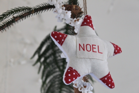 Christmas Star - christmas, star, white, noel, red, ornament, polka dots