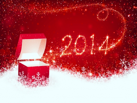 The gift of a new year - gift, 2014, red, New Year