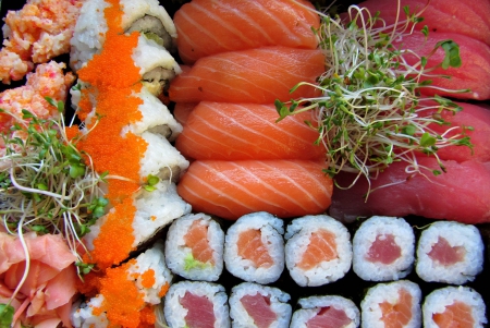 Sushi is Served - sushi, fish, food, abstract